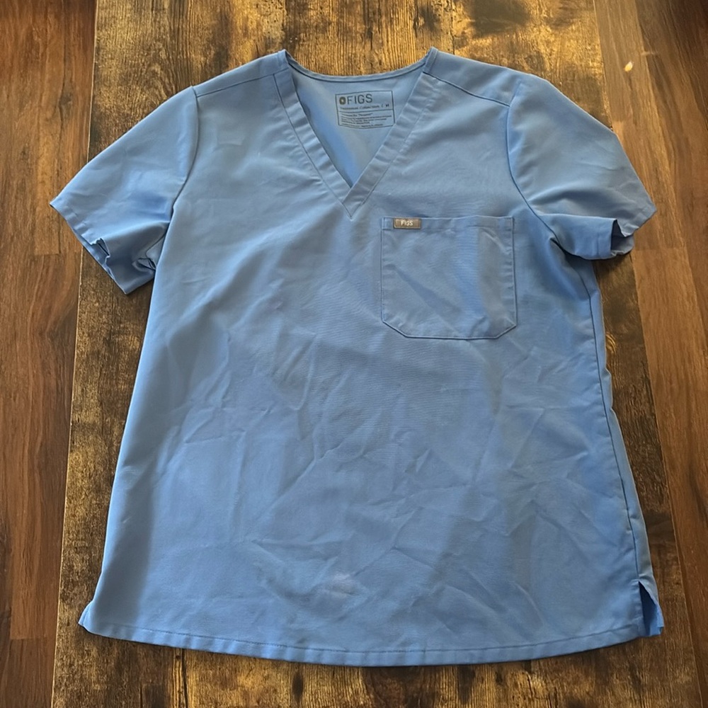 Figs Ceil Blue V-Neck Scrub Top